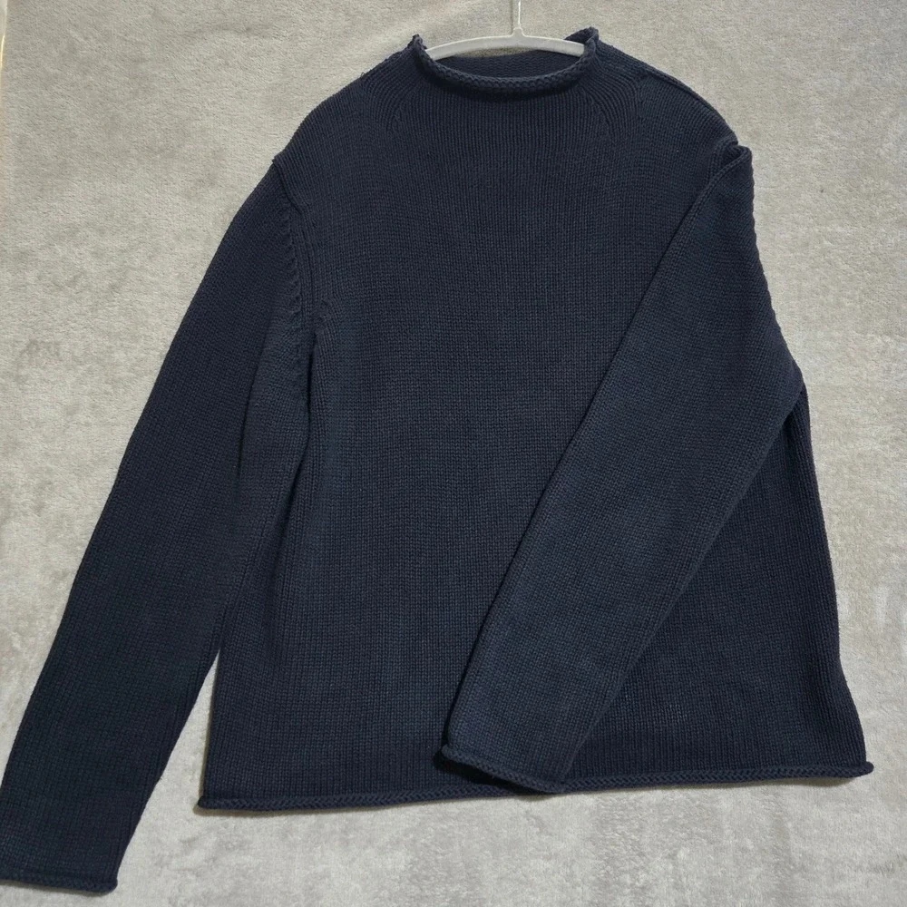 J.Crew‎ Roll Neck Sweater Mens XL Blue Cotton Preppy Heritage Nautical Old Money